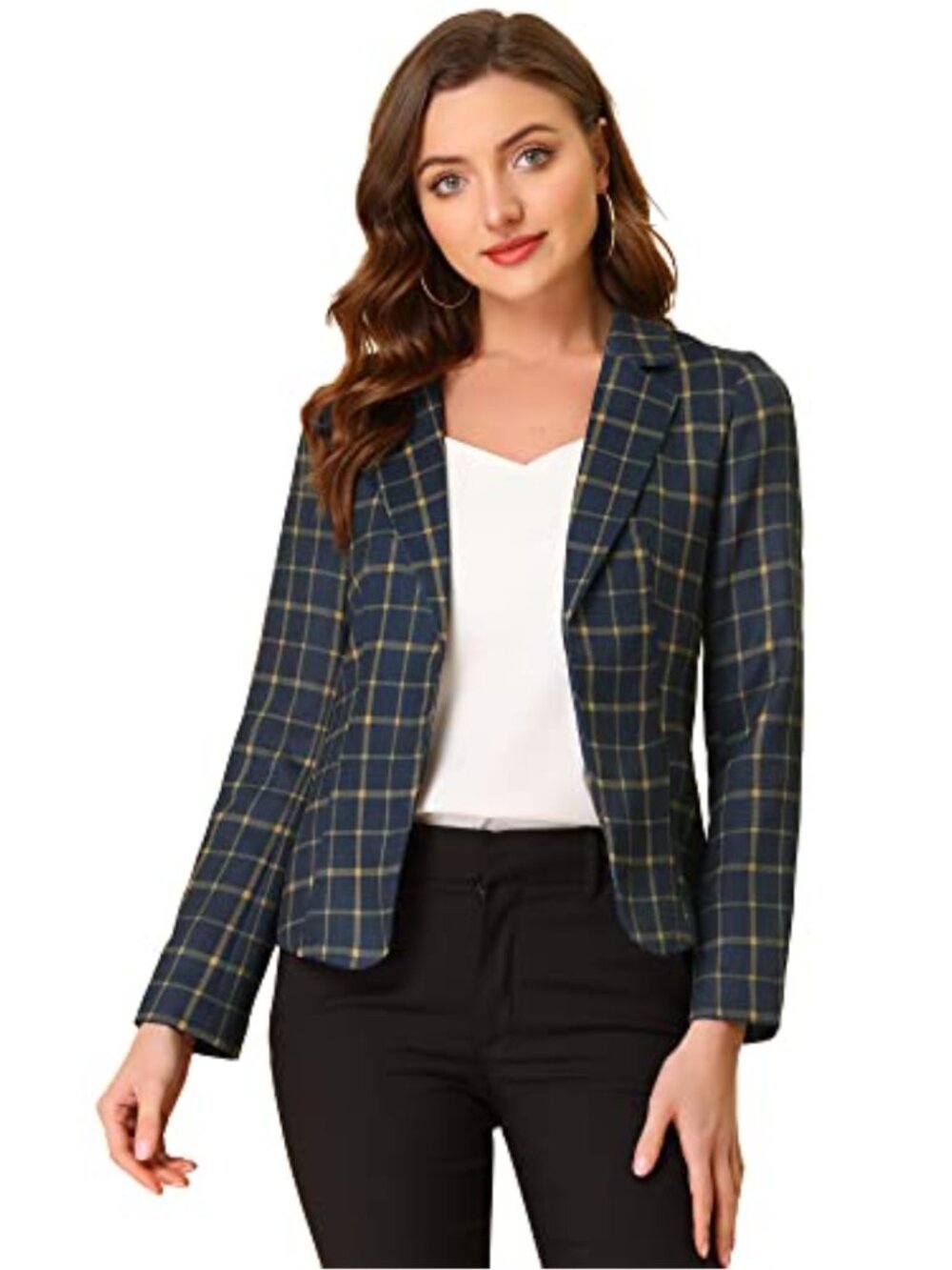 Allegra K Women's Open Front Blazer Long Sleeve Notched Lapel Suit Jacket for